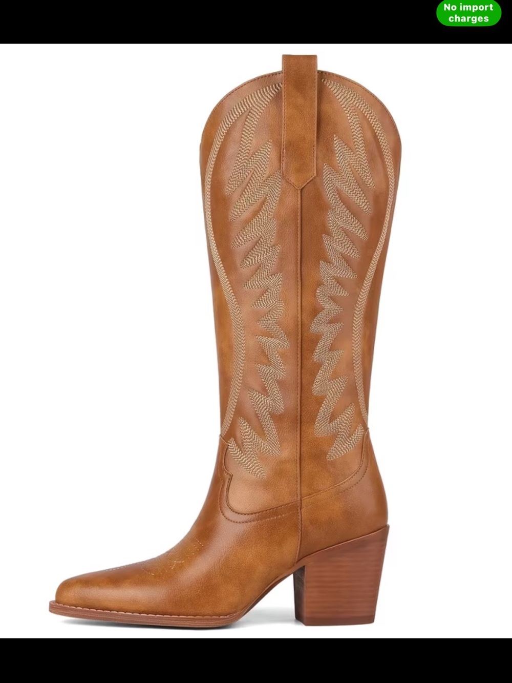 Women's Tan Western Embroidered Leather Boot